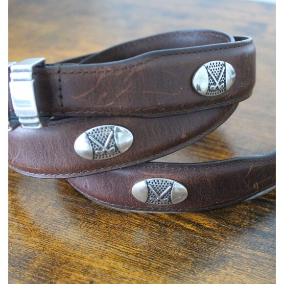 Men's Tapered Leather Golf Belt with Conchos Brown Sz 42 - Picture 1 of 10